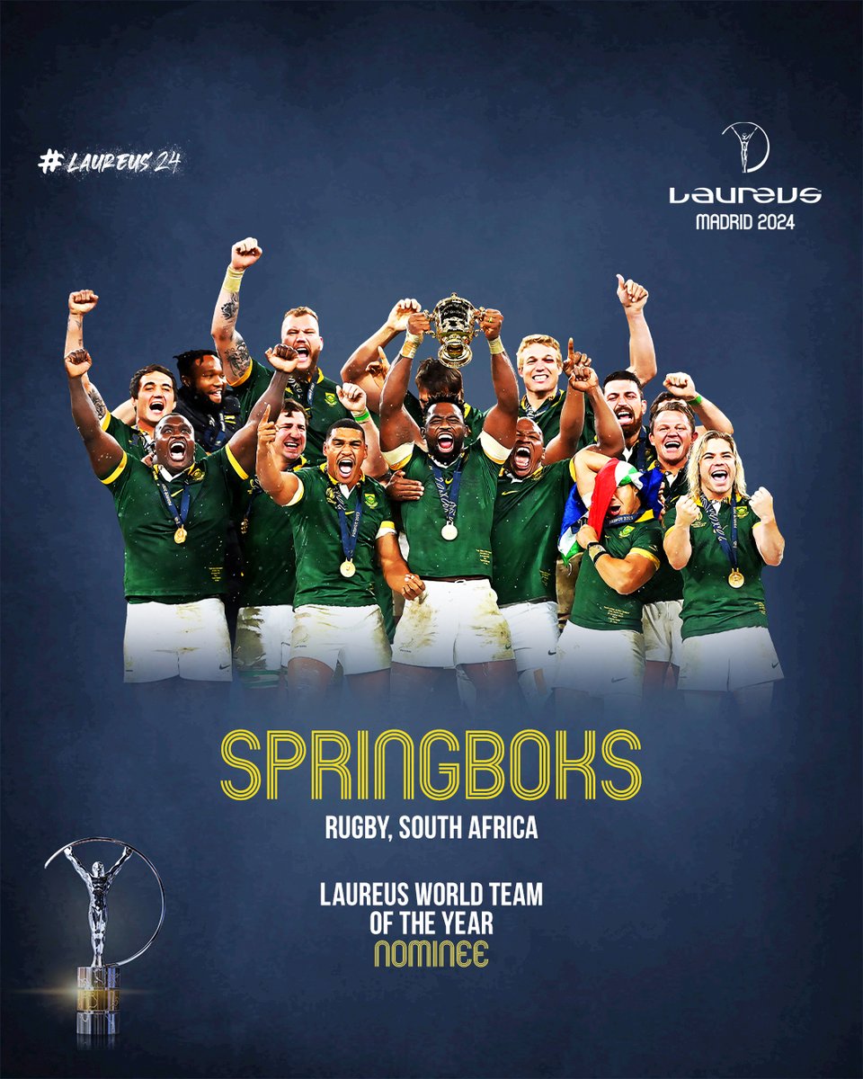 Very proud of the #Springboks and @SiyaKolisi on their Laureus nominations - more here: tinyurl.com/4wntxjfw 👍 #StrongerTogether #Laureus24