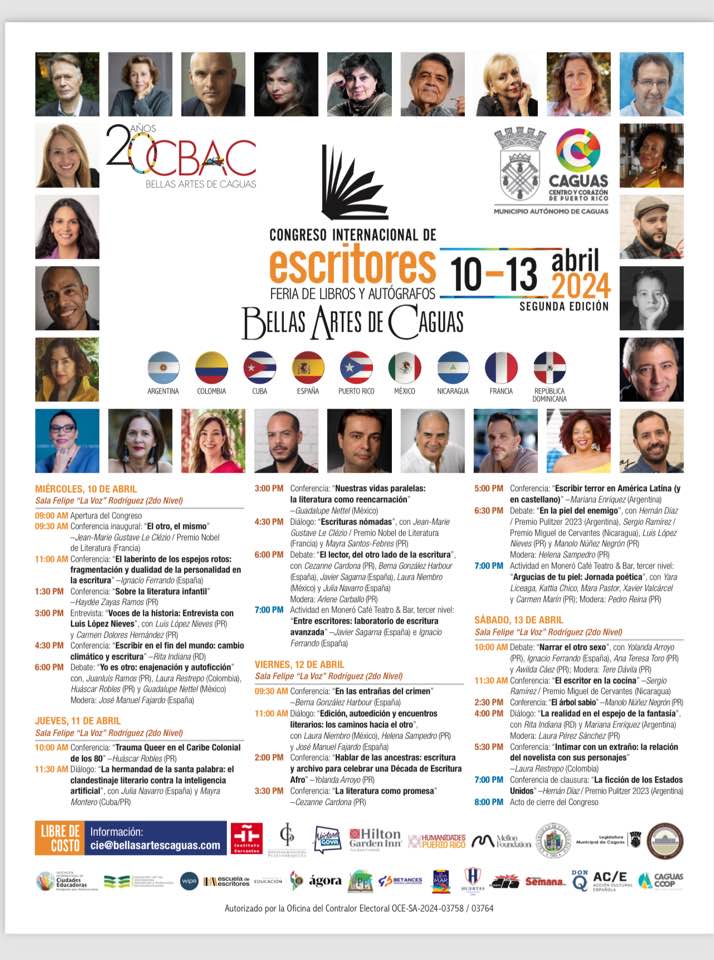 Calendario de Segundo Congreso Internacional de Escritores en abril de 2024