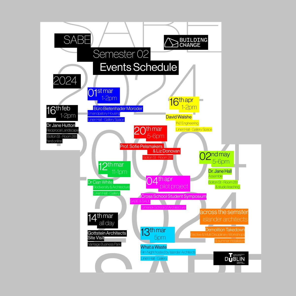 Architecture TU Dublin (@archi_tudublin) on Twitter photo The SABE <a href="/Build_ingChange/">Building Change.</a> schedule of events for this semester is now live. Lots to choose from and more to be added over the coming weeks. The SABE <a href="/Build_ingChange/">Building Change.</a> schedule of events for this semester is now live. Lots to choose from and more to be added over the coming weeks.