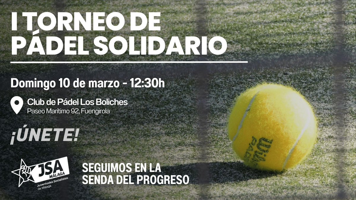 🎾I TORNEO DE PÁDEL SOLIDARIO 🗓️El próximo 𝗱𝗼𝗺𝗶𝗻𝗴𝗼 𝟭𝟬 𝗱𝗲 𝗺𝗮𝗿𝘇𝗼 tienes una cita con nosotr@s en el 𝗖𝗹𝘂𝗯 𝗱𝗲 𝗣𝗮́𝗱𝗲𝗹 𝗟𝗼𝘀 𝗕𝗼𝗹𝗶𝗰𝗵𝗲𝘀 para pasar un día de deporte y mucha diversión. 💬¡Envíanos un mensaje privado si quieres participar!