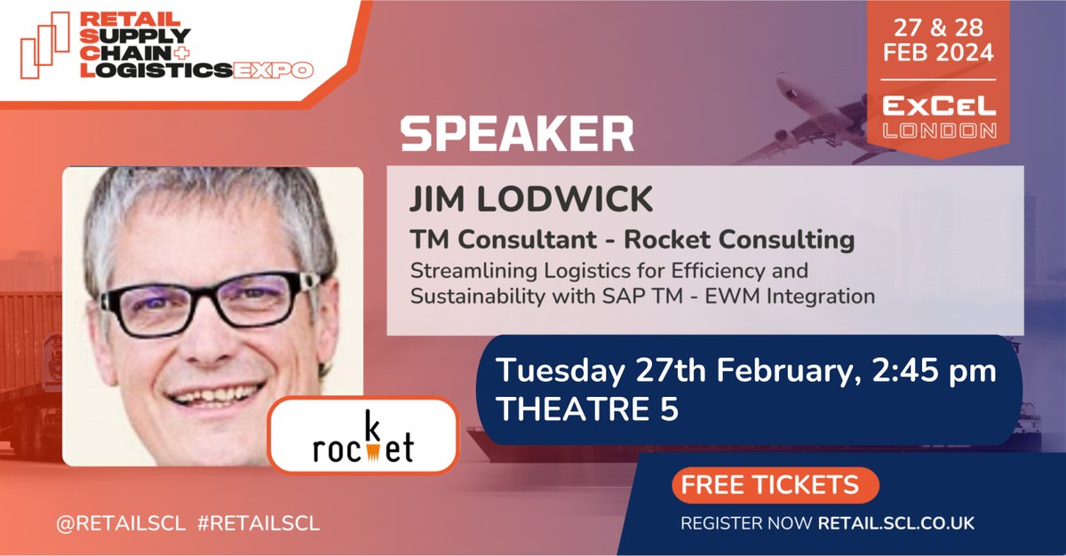 Rocket Consulting (@rocket_sap) on Twitter photo Join our Jim Lodwick for his session at the <a href="/RetailSCL/">Retail Supply Chain & Logistics Expo</a> 2024 🚚
Explore EWM for efficiency and TM for transport optimisation - transform your supply chain!💡
Secure your FREE TICKET 🎟️ and BOOK A MEETING with our #SAP experts!
Click here 👉 hubs.ly/Q02lW9Rq0
#RetailSCL #dsc Join our Jim Lodwick for his session at the <a href="/RetailSCL/">Retail Supply Chain & Logistics Expo</a> 2024 🚚
Explore EWM for efficiency and TM for transport optimisation - transform your supply chain!💡
Secure your FREE TICKET 🎟️ and BOOK A MEETING with our #SAP experts!
Click here 👉 hubs.ly/Q02lW9Rq0
#RetailSCL #dsc