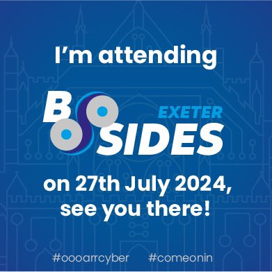 Look at this nifty little bit of social media channelling!

We hope you do share it as widely as possible!

ti.to/bsides-exeter/…

#oooarrcyber #comeonin #freetee #freelunch and if you are lucky #freecider