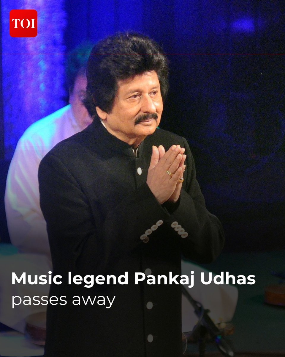 Music legend #PankajUdhas took his last breath today. The veteran ghazal singer who was knowns for his ghazals like Chitthi Aayi Hai and Chandi Jaisa Rang Hai Tera passed away due to prolonged illness.

Read: toi.in/-cQuJa/a24gk