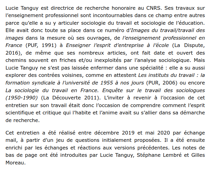 Nous apprenons le décès de notre collègue Lucie Tanguy. En mémoire de son travail et de son parcours, nous relayons cette magnifique itw journals.openedition.org/itti/514