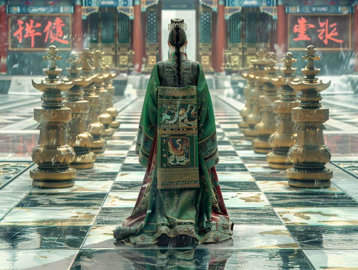 patrickhfly2020's tweet image. Thanks @JKattnis
for tagging 🙏

#Aiart #AIAIイラスト
#ChessQueen

Dynasty&apos;s Pride: 
The Forbidden City Chess Queen. 👣