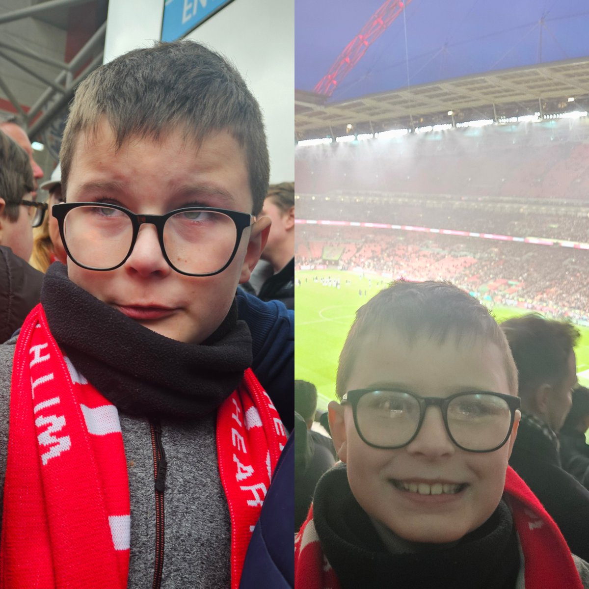 Charlton90's tweet photo. Thank you to the scouse fans/security for helping my 9 YO in the massive crowds at Wembley yesterday. Loads of kids getting squashed and pushed, poor organisation. My son was terrified, but thankfully didn't ruin his 1st Final experience. @LivEchonews @LivEchoLFC @LFC #Liverpool https://t.co/7BUXMkwvE7
