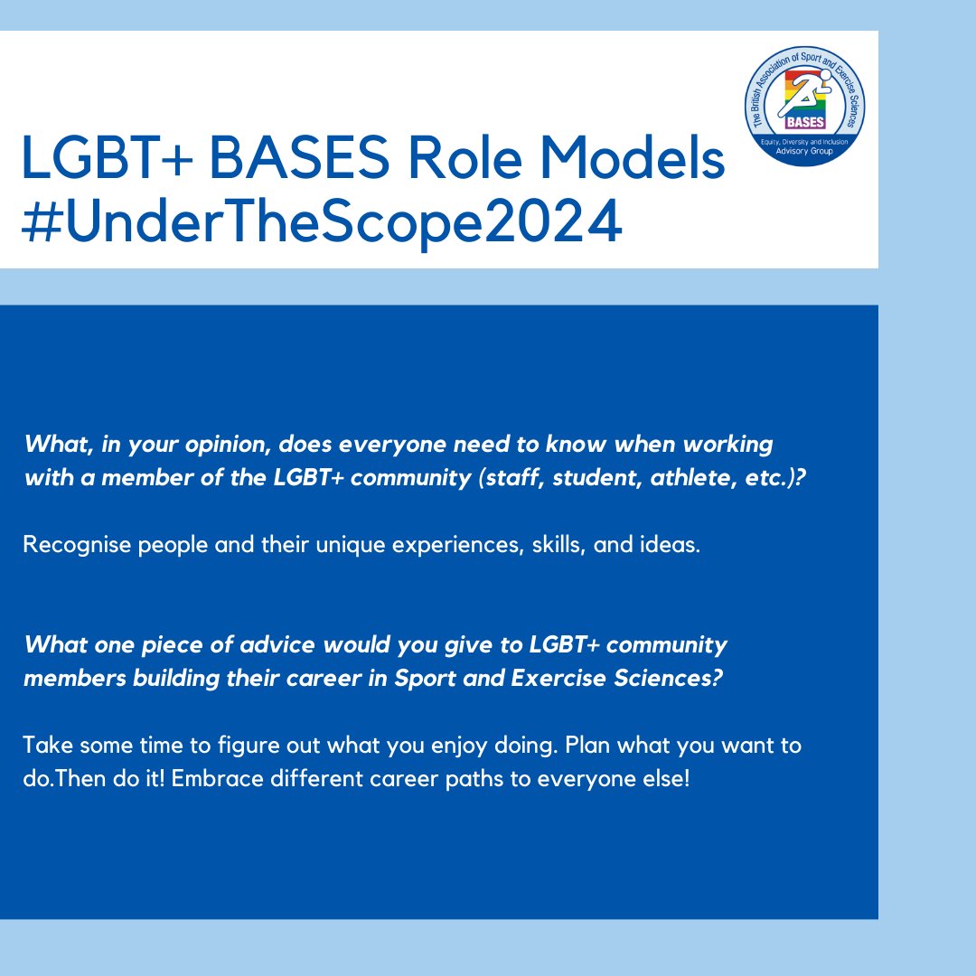The first role model social media post for LGBT+ History Month is from Dr. Paul Gorczynski. Check out what Paul says below about Equity, Diversity and Inclusion, as well as how to foster an inclusive environment and building a career in Sport &amp; Exercise Sciences #UnderTheScope 🌈