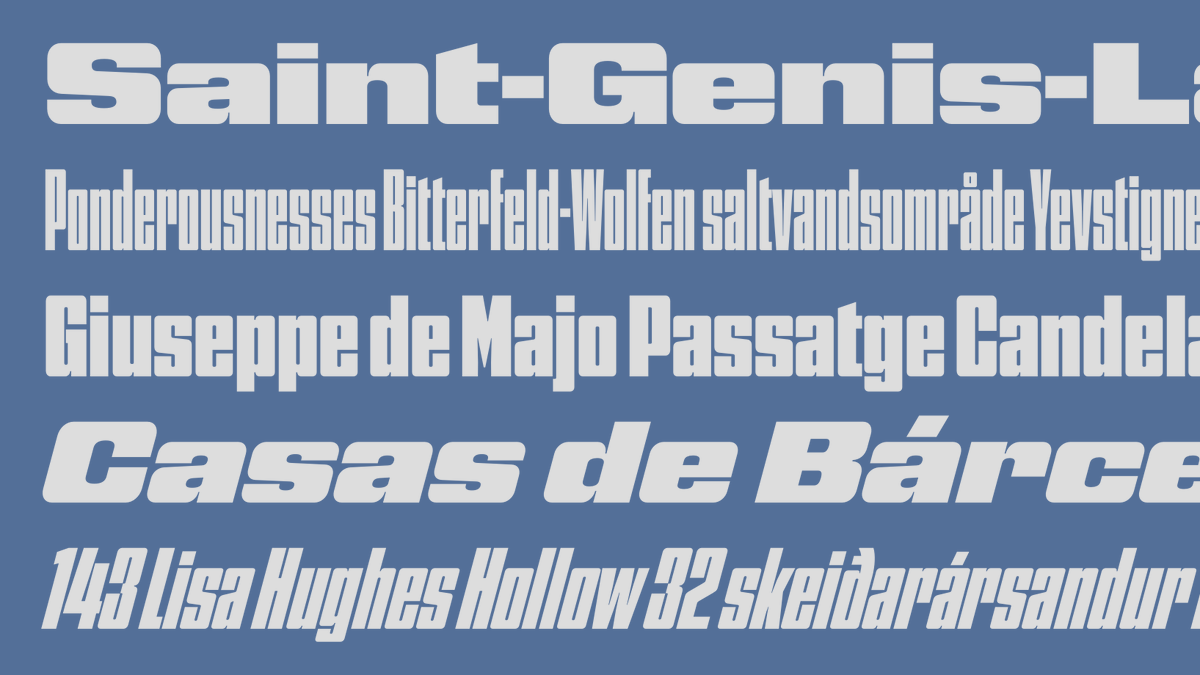 NEW: from @djrrb is Nickel Gothic, a stocky grotesque based on a lettering found on a 1918 Chinese banknote, with overtones of later midcentury sans serifs or ’70s squared gothics. Available in only one weight, but in 7 widths, all with an oblique style. fontstand.com/fonts/nickel-g…