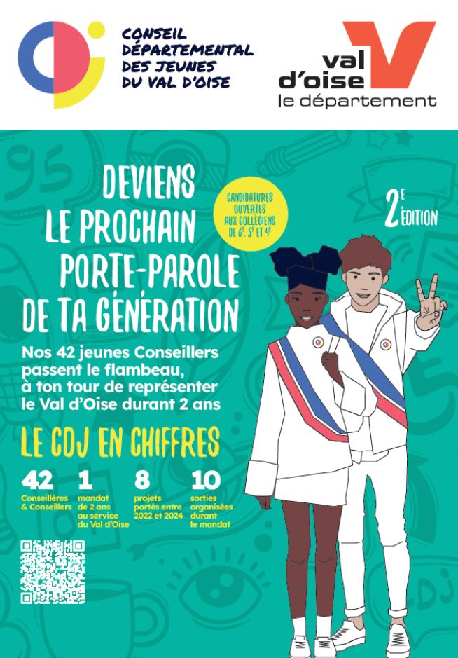 #JeunesValdoise🎓Le #Valdoise lance sa campagne 2024-2026 et recherche ses 42 futurs Conseillers.
🎯Objectifs du #CDJ
✅Découvrir l’action et le fonctionnement des institutions,
✅Imaginer et réaliser des projets concrets pour le territoire,
✅Porter ses idées sur les politiques