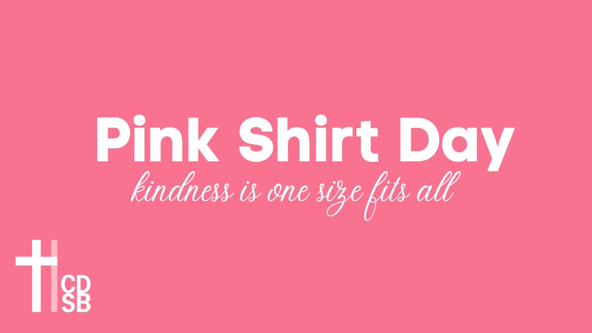 This Wednesday, February 28, is #PinkShirtDay. Search your closet for your best pink shirt, and join the movement as we take a stand against bullying! 💓#HCDSBbelonging