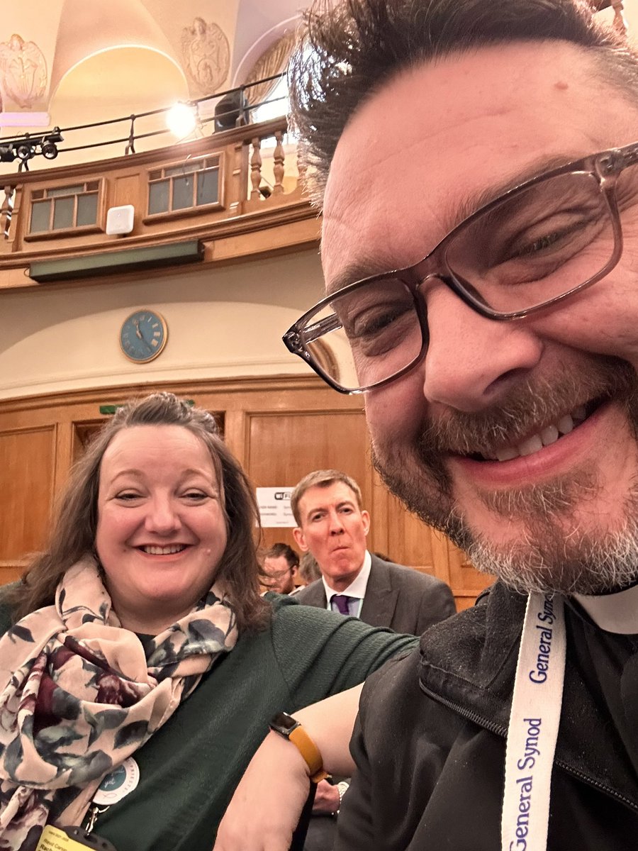 The excitement is palpable as some members of @LeedsCofE prepare to discuss Chancel repair liability. #synod A great photobomb too!