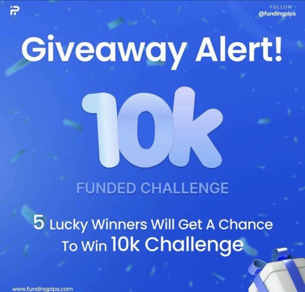 SayLessFX's tweet photo. 🎁 GIVEAWAY | 5 x $10,000 🎁

✅ Like , Retweet  and Tag 4 friends 

✅ Follow @fundingpips @Khldfx @MykeFunded 
  
✅ Join Discord https://t.co/BqMons3ahK

✅ Turn on 🔔 https://t.co/LrJs2dl0dF