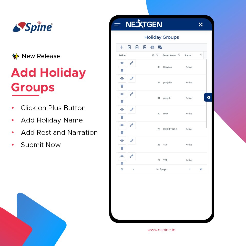 SpineBMS's tweet image. #SpineHRMHolidayGroups: Effortlessly manage holidays! Save time &amp;amp; stay organized. 🎉 Try now!

Link: bit.ly/47Eze6o

#SpineSoftware #HRtechnology #HolidayManagement #HRMSoftwareSolutions #TechHRM #HRMSolutions #StockMarketindia