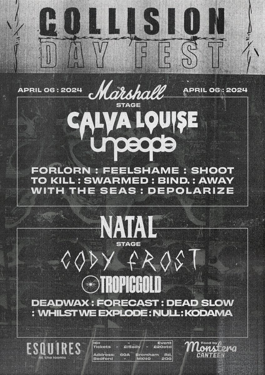 Collision Day Fest have announced their full line up and it's looking straight 🔥 @Castlefest_uk @calvalouise @weareunpeople @codyfrostmusic @tropicgoldmusic Get your tickets now: forever-loud.com/collision-day-…