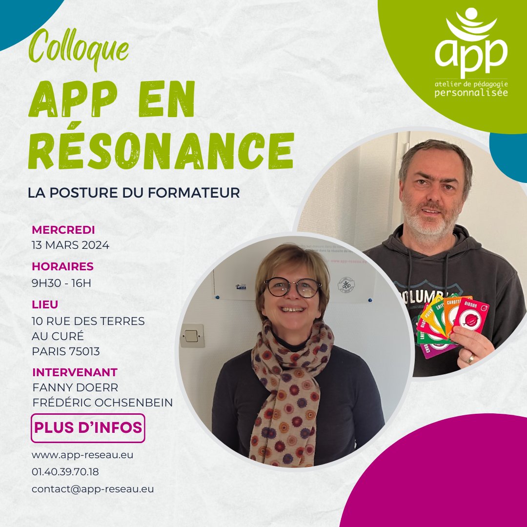 [#Colloque/ #APPenRésonance]
Plus que deux semaines avant le Colloque d'Ouverture d'APP en Résonance le mercredi 13 mars.

L'après-midi sera l'occasion de découvrir des témoignages d'apprenants et de professionnels du #RéseauAPP.