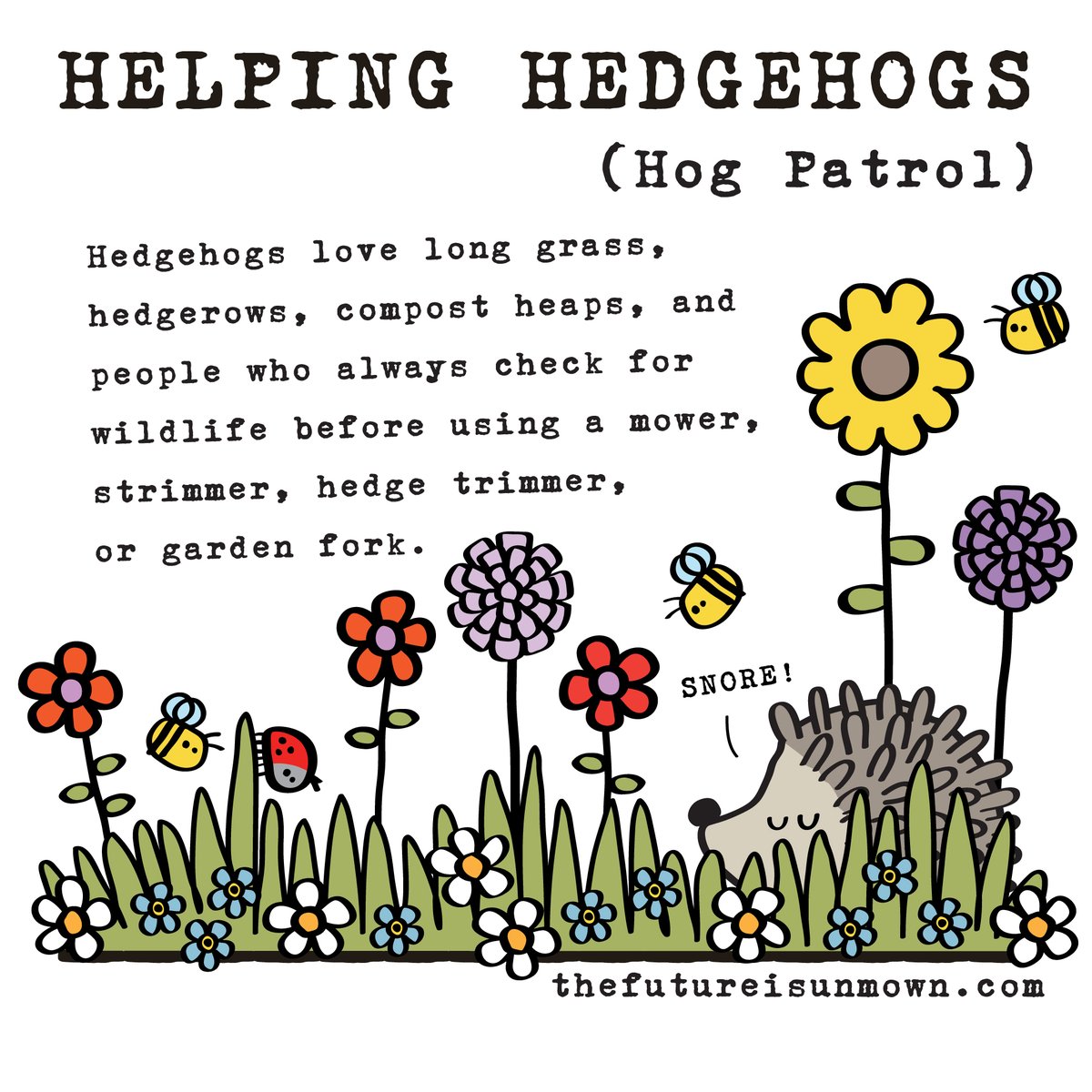 Thought I'd pop this design up as we enter garden spring cleaning season... not that we do much of it at our place 😆🦔💚 #watchoutforwildlife #helpinghedgehogs #wildlifegarden #springcleaning #leavetheleaves #wildcorner #thefutureisunmown