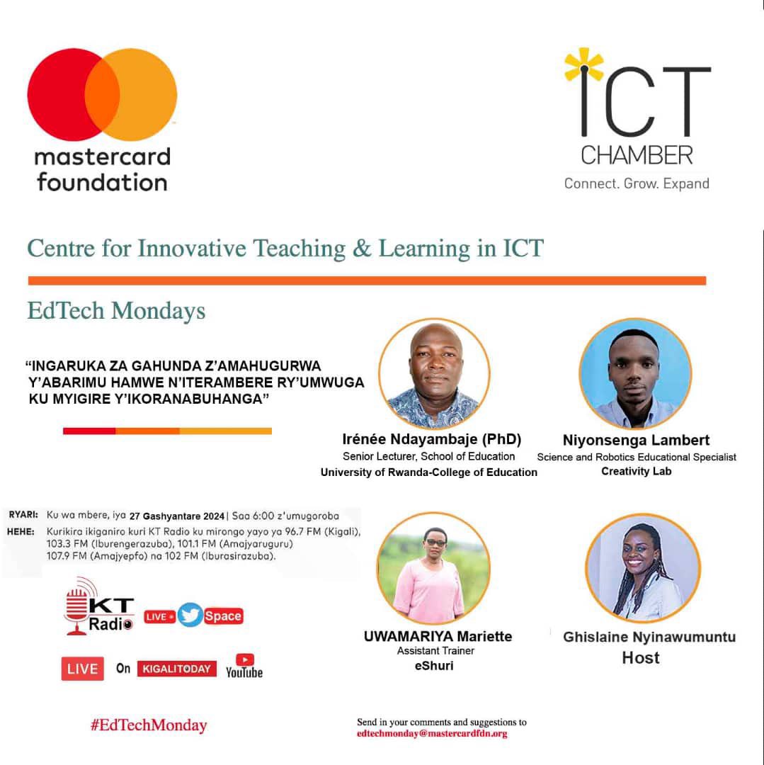 harerimana_tito's tweet image. Uyu munsi mu kiganiro #EdTechMonday kinyura kuri Radio, YouTube na X Space za @ktradiorw saa 18;00 baragaruka ku;

“Ingaruka za gahunda z’amahugurwa y’abarimu hamwe n’iterambere ry’umwuga ku myigire y’ikoranabuhanga.”

Ntucikwe turigiramo byinshi.

#EdTechMonday