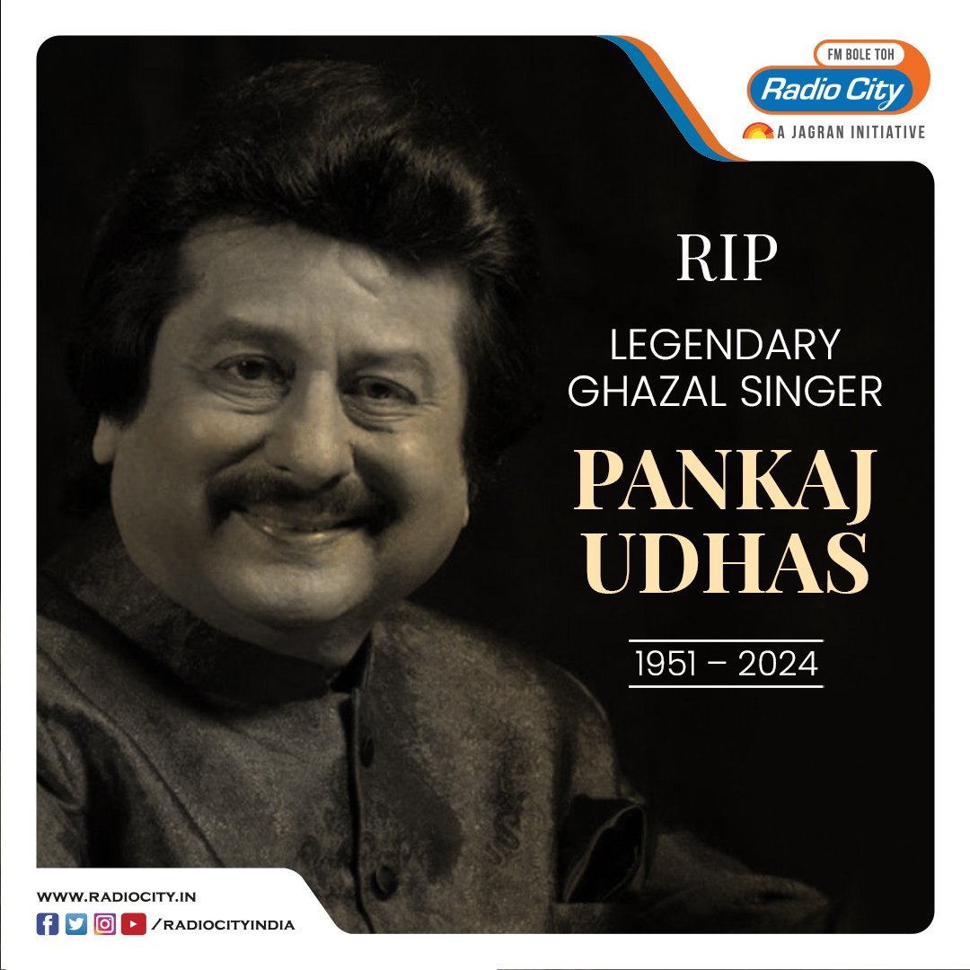 Remembering the extraordinary talent and soulful voice of Pankaj Udhas. May his melodies continue to resonate forever. 🙏🏻 . . . . #PankajUdhas #RIPPankajUdhas #Bollywood #RadioCity