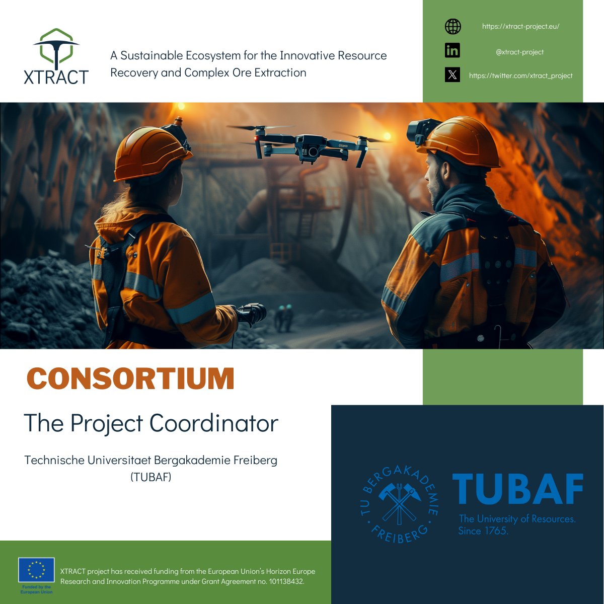 Welcome to the @xtract_project Consortium! 🇪🇺 📢We are happy to introduce the driving force behind the project - @TUBergakademie🎓, XTRACT Coordinator! TUBAF is responsible for developing and implementing a #bioleaching approach for the recovery of #metals.