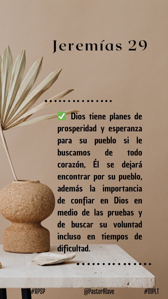 #RPSP Jeremías 29
4 Así ha dicho Jehová de los ejércitos, Dios de Israel, a todos los de la cautividad que hice transportar de Jerusalén a Babilonia: 
5 Edificad casas, y habitadlas; y plantad huertos, y comed del fruto de ellos.
<a href="/AdventistasUPS/">Adventistas Perú - UPS</a> 
#MPLT 
<a href="/AEAPuno/">Educación Adventista Puno</a>