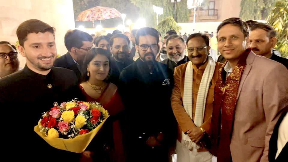 Attended the wedding ceremony of Union Minister of of State (Defense and Tourism) Shri <a href="/AjaybhattBJP4UK/">Ajay Bhatt</a> Ji’s daughter at New Delhi yesterday. It was wonderful meeting the ever gracious Shri @piyushgoyalofficial Ji and the dynamic Shri <a href="/ianuragthakur/">Anurag Thakur</a> Ji.