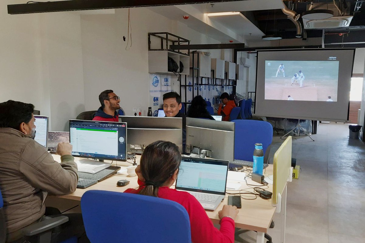 Today, amidst workstations and meetings, our #office transformed into a cricket frenzy zone! 🏟️

We tuned in and witnessed the epic clash between India and England in the 4th Test match!🏏

#CricketFever #TeamIndia #BleedBlue 🇮🇳
#DhruvJurel #INDvENG #followiotasol #iotasol