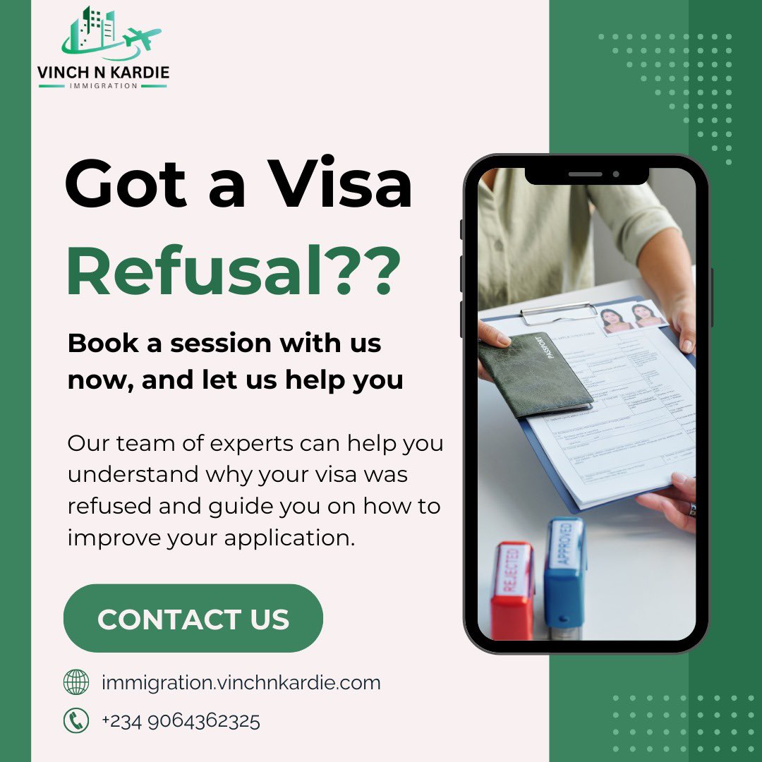 Have you recently applied for a visa and got turned down? 👎🏾
We understand how frustrating it can be and we are here to help!

Book a free consultation with us today.

#VisaRefusal #ImmigrationHelp #VisaAppeal #DeniedVisa #VisaConsultation #ImmigrationAssistance #VinchnKardie