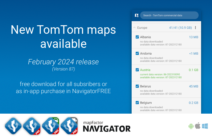 mapfactor's tweet image. New #TomTom #maps now available for #mapfactor #navigation software - #navigator #mapexplorer Maps &amp;amp; Navigation SDK for #Android. Download the latest maps within your subscription or get them on our e-shop or within the in-app purchase.
#gpsnavigation #truckers #driving #routing