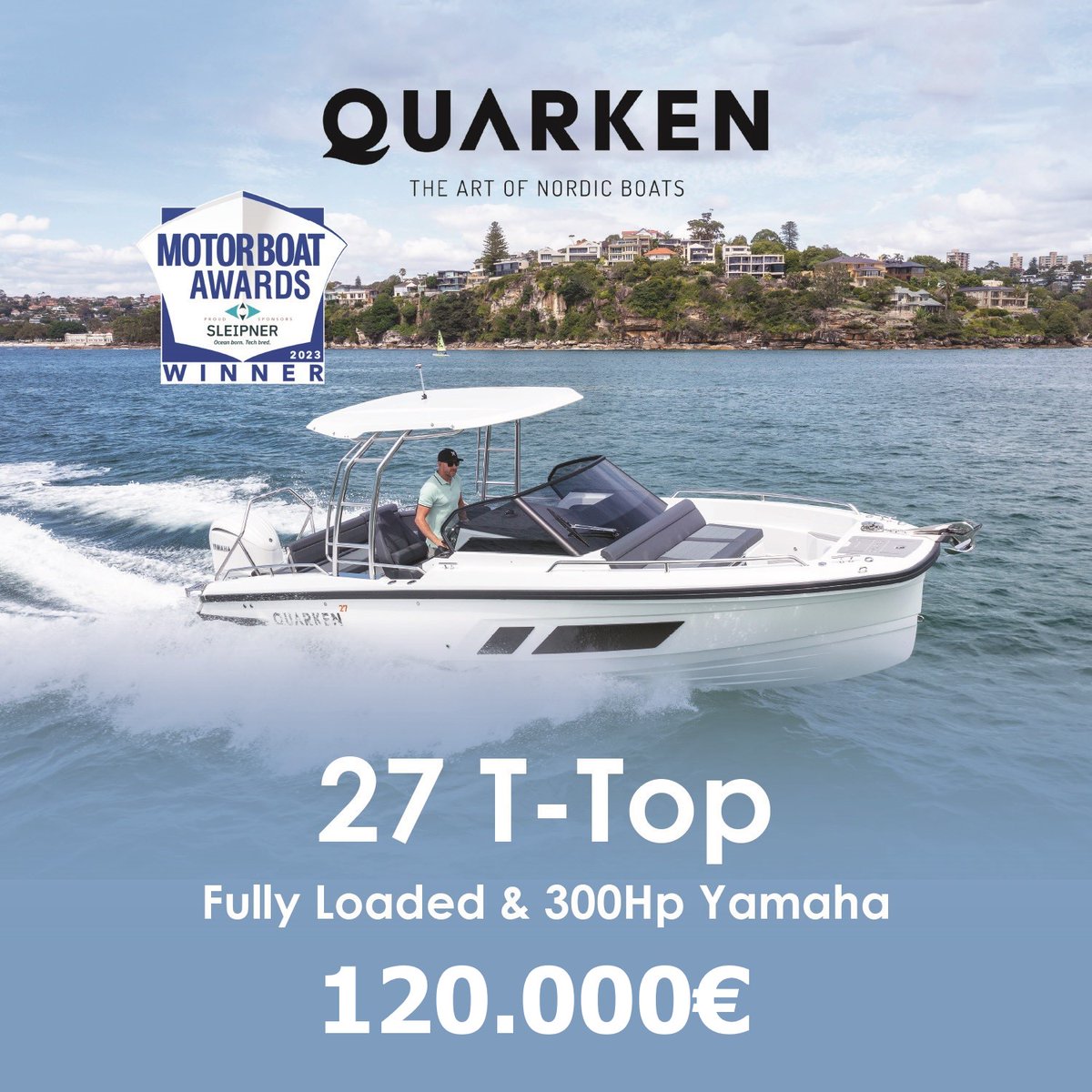 EtesianM's tweet photo. Experience Quarken 27 T-Top - Crafted and assembled in Finland. Confident, comfortable, and pleasant to explore the seas with.
* Price delivered in Athens. Everything is right here, ready to go !! https://t.co/WLi8hNdYHX