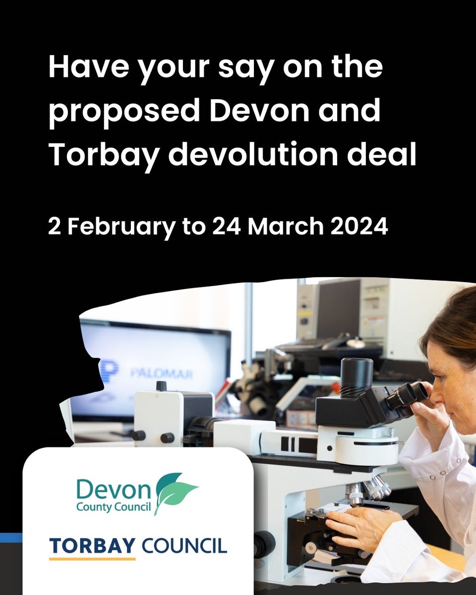 We want to hear your views on the proposed Devon and Torbay devolution deal. Over £16 million of new funding would be invested in new green jobs, homes, skills, and business growth to accelerate change to a net-zero economy. Have your say here: devontorbaydeal.org.uk