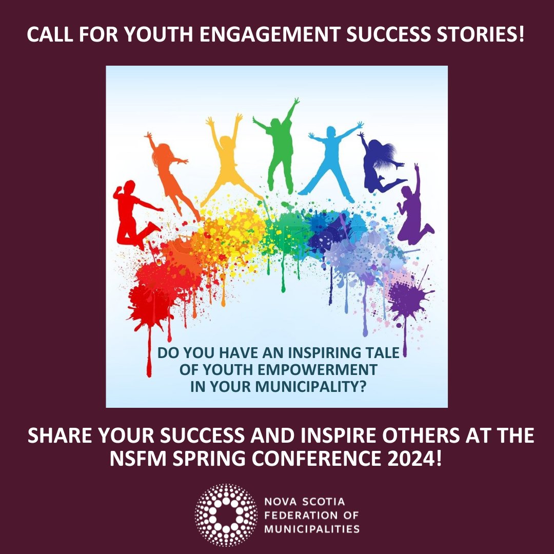 🌟 Call for Youth Engagement Success Stories! 🌟 Do you have an inspiring tale of youth empowerment in your municipality? Share your success and inspire others at the NSFM Spring Conference 2024! Deadline March 1st. Learn more: jwebber@nsfm.ca #YouthEngagement #NSFMConference
