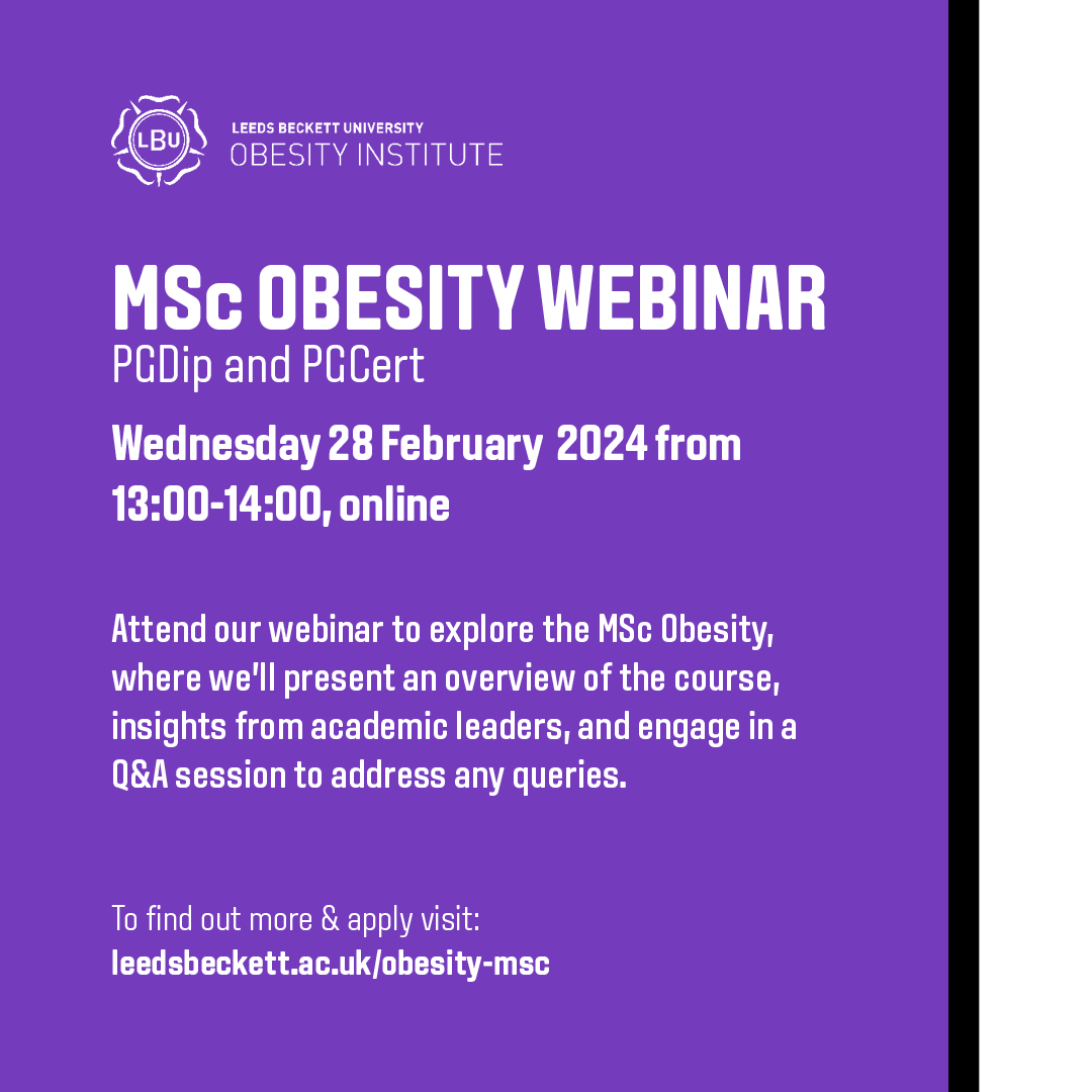 Not too late to register for our MSc #Obesity #webinar to engage directly from our academics on the course, find out about the what skills you’ll gain, insights you'll discover & how the course will develop your career. Find our more & register here: bit.ly/MScObesityWebi…