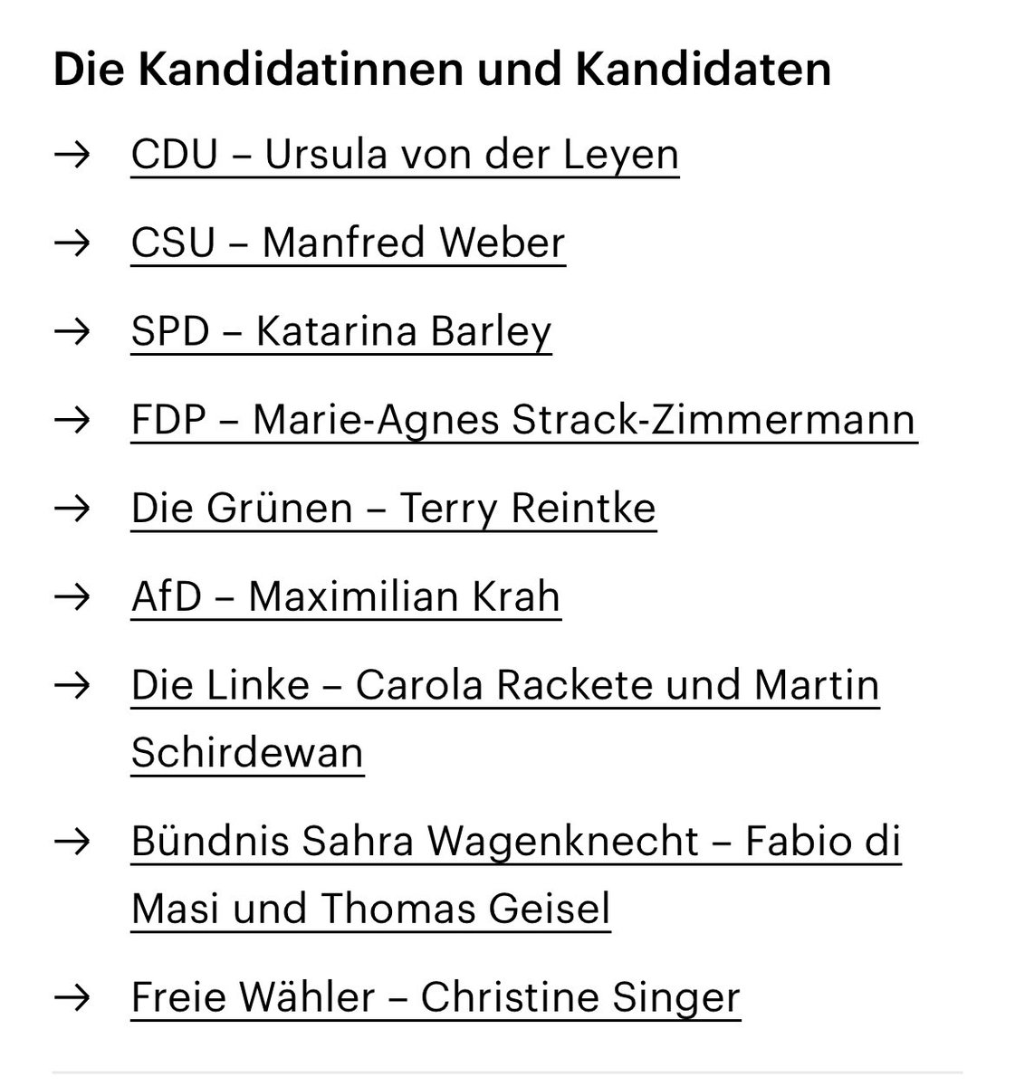 Lieber @DLF nach welchen Kriterien wurden hier Parteien für ihre Vorstellung ausgewählt? Vertreten im EU Parlament sind einige mehr. BSW sitzt da noch nicht mal drin… deutschlandfunk.de/europawahl-202…