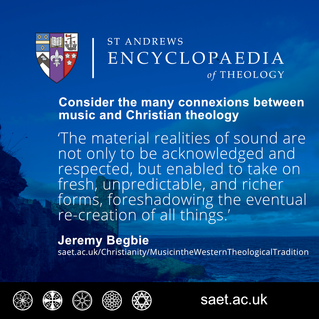 Consider the many connexions between music and Christian theology. Read Jeremy Begbie’s article - Music in the Western Theological Tradition: saet.ac.uk/Christianity/M…. Join our mailing list. Email selby-sympa@st-andrews.ac.uk, and put 'subscribe saet-info' in the subject line.