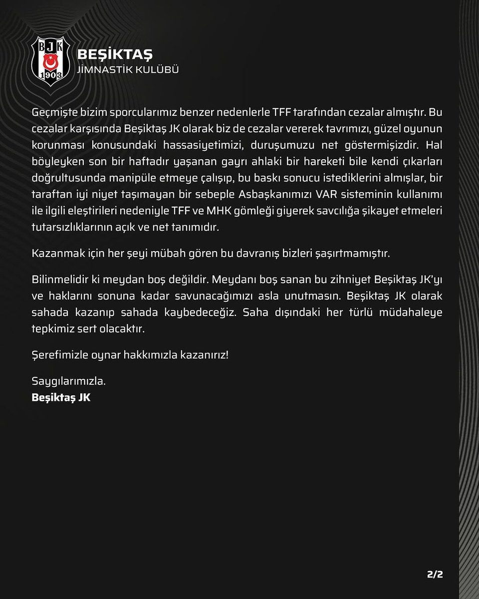 Kamuoyuna Açıklama

Asbaşkanımız Sayın Onur Göçmez’e Galatasaray SK tarafından mesnetsiz, anlam saptırmaya yönelik, hem kulübümüze hem Asbaşkanımıza zarar verme niyeti açık olan, acemice kurgulanarak açılan suç duyurusuyla ilgili olarak açıklama yapma gereği duyulmuştur.