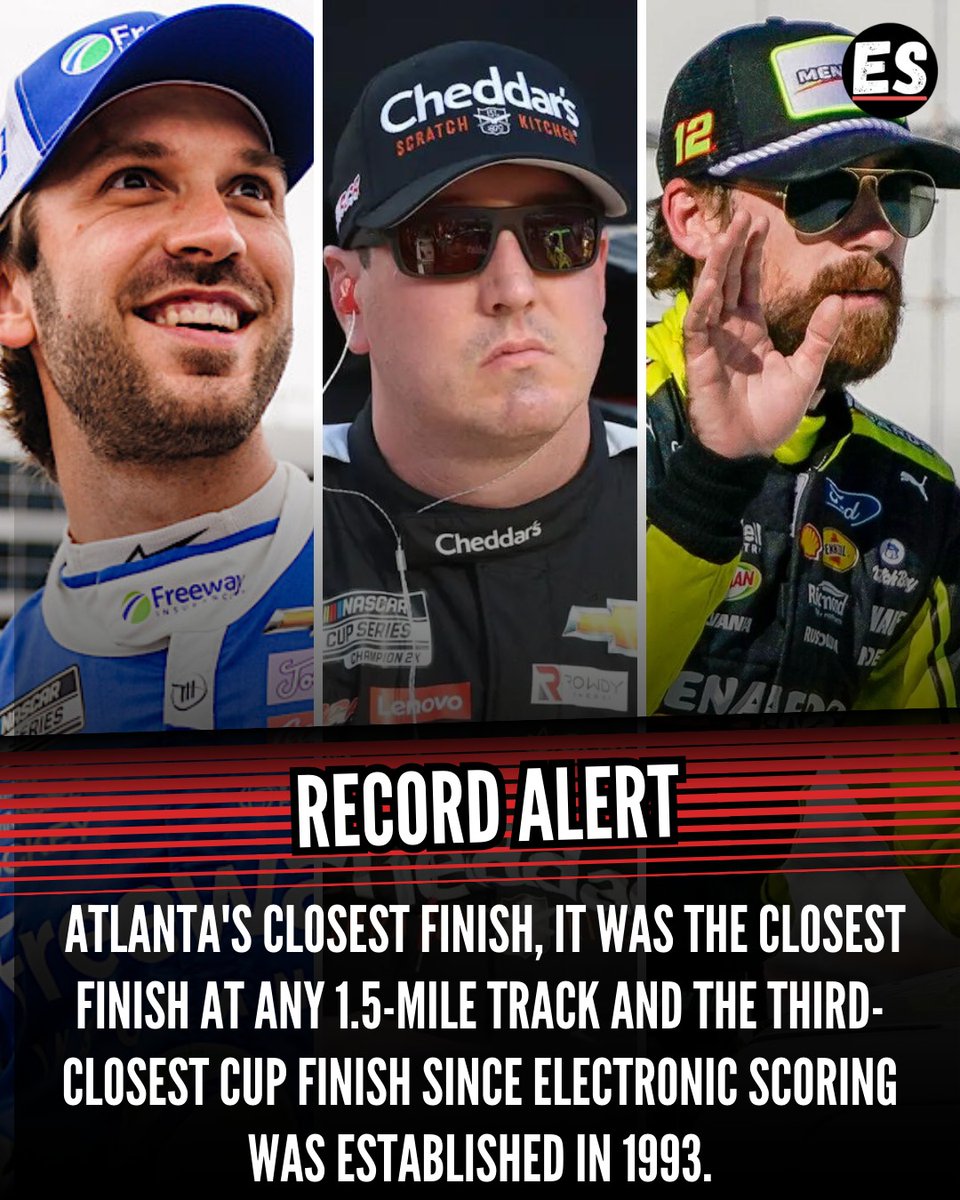 ES_sportsnews's tweet image. Suarez, Busch, and Blaney&apos;s three wide finish creates an unique record yesterday!😍🏁

#ryanblaney #kylebusch #danielsuarez #atlantasuperspeedway #nascar #nascarcupseries