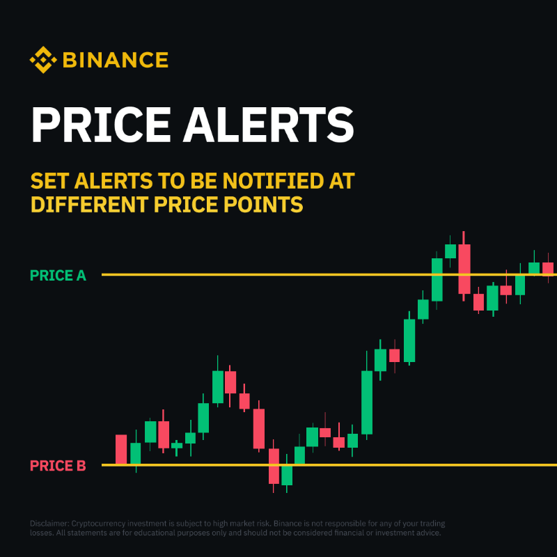 binance's tweet photo. Tired of checking prices?

Price alerts are here to help.

Click below for how to set them up on #Binance!