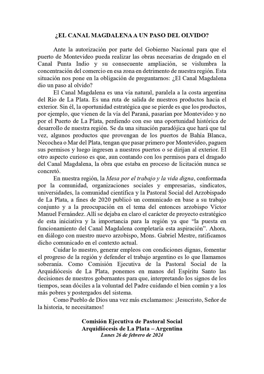 Arquidiócesis de La Plata (@arzobispadolp) on Twitter photo COMUNICADO DE LA COMISIÓN EJECUTIVA DE PASTORAL SOCIAL DE LA ARQUIDIÓCESIS DE LA PLATA
#pastoralsocial #arquidiócesislaplata COMUNICADO DE LA COMISIÓN EJECUTIVA DE PASTORAL SOCIAL DE LA ARQUIDIÓCESIS DE LA PLATA
#pastoralsocial #arquidiócesislaplata
