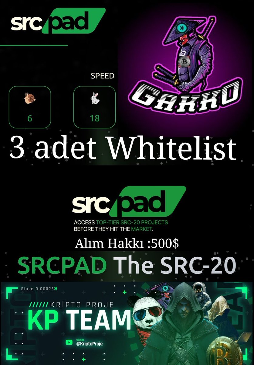 Gakkosca's tweet image. ✍️ Herkese öncelikle bol kazançlar diliyorum, #SRC20&apos;lerin demirbaş kurucularının oluşturduğu #srcpad ön satışına katılım için sizler adına 3 adet #Whitelist hakkımı sizlere sunmak istiyorum 

✍️ Katılım için şartlar 

✨ @Gakkosca ve @srcpad_pro adreslerini takip et 🎯

✨ Bu…