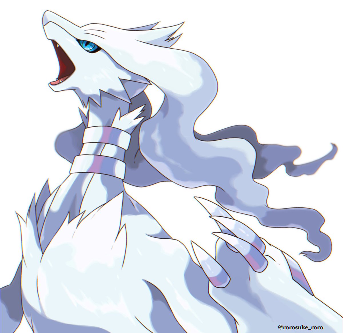 solo open mouth pokemon (creature) blue eyes no humans white background tongue  illustration images