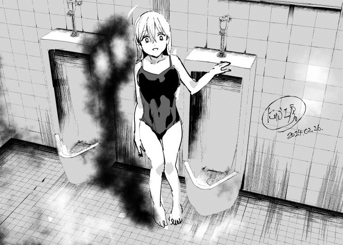 スク水の女の子の絵です 