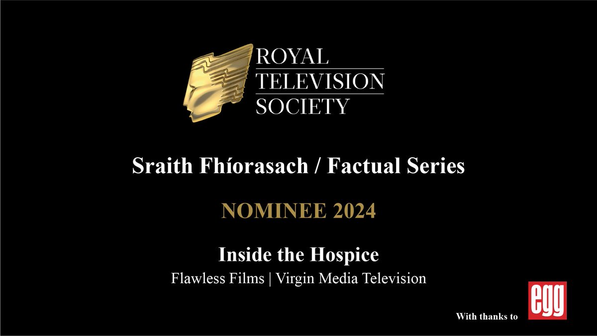 Over the moon that 'Inside the Hospice' has been nominated for a prestigious #RTSIrelandAwards A wonderful experience with @ourladyshospice  Roll on March 19th! @InsideHospiceTV @eggpost @VirginMediaIE @RTS_ROI