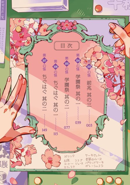 TBHK volume 21 contents page, it's when Sakura was putting up the
