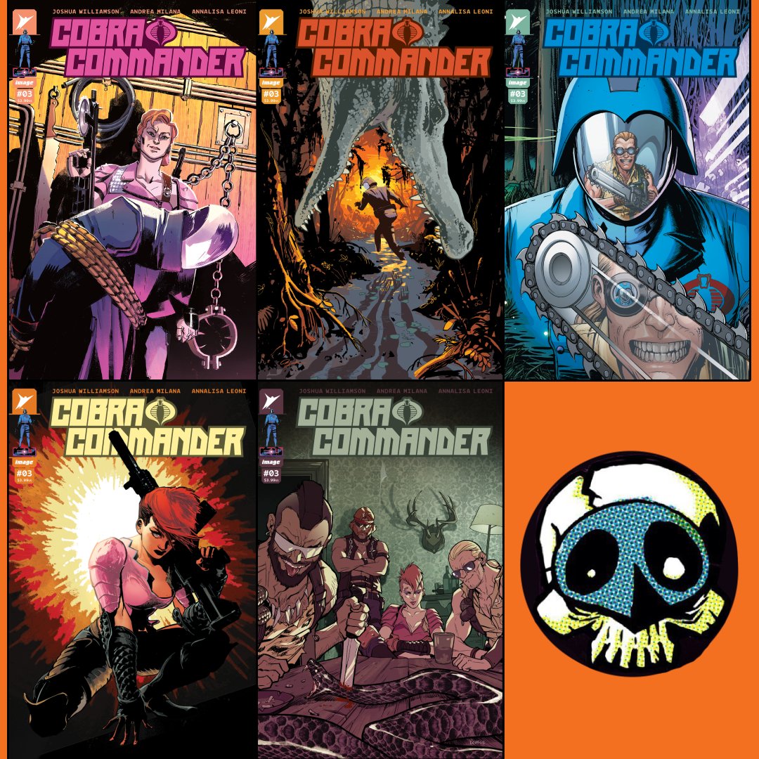 The Rise of Cobra takes a hard turn when the BARONESS enters the scene! Read in fright as evil leaps forward in COBRA COMMANDER #3. Today's your last chance to pre-order these covers from @AndreaMilanaArt, @paulazaceta, @TheBurnham, @PriPetraites & @karlkerschl. Don't miss out!