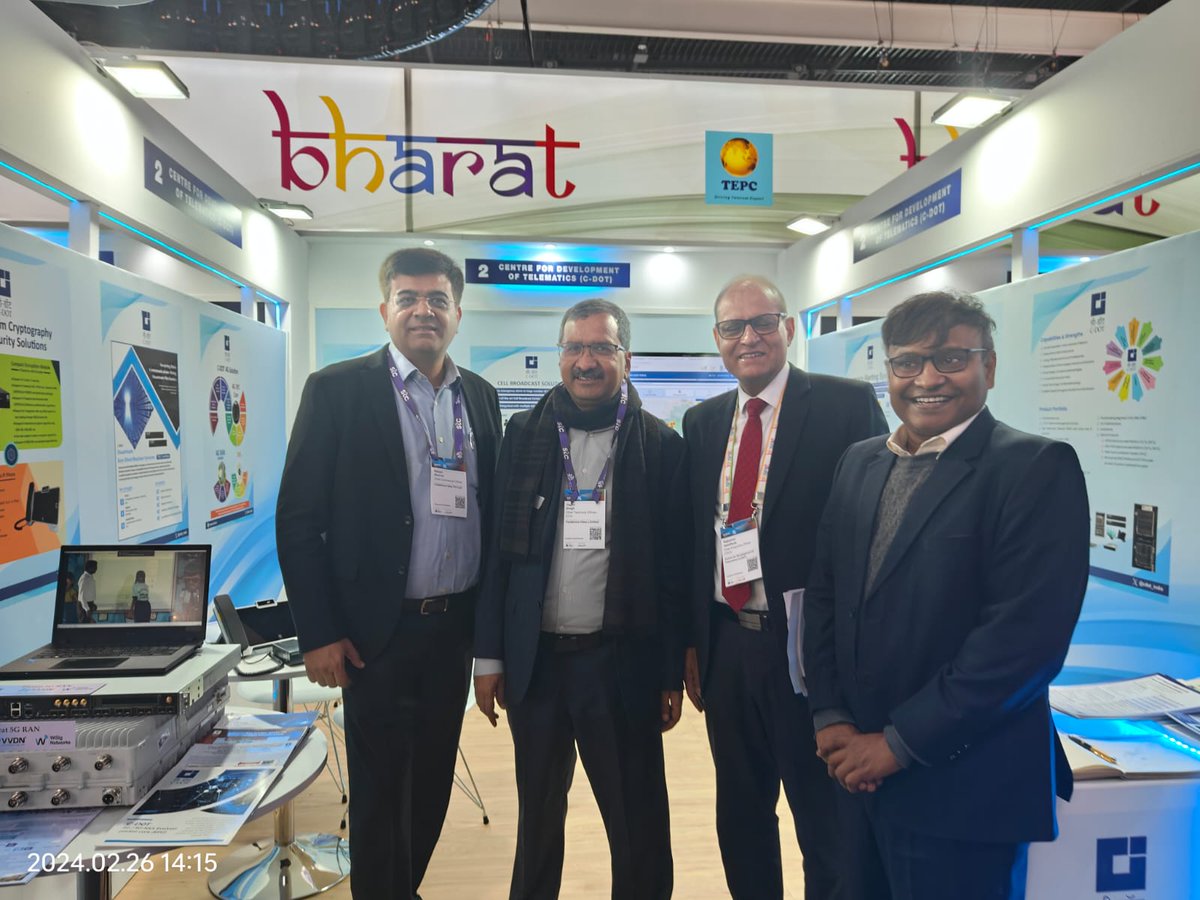 And it's a wrap of Day 1 at #MWC24MP #Barcelona, where @CDOT_India showcased its cutting-edge indigenous products including 5G , ITU-CAP based disaster management system, Cell broadcast technology, Quantum communication, cyber security etc

Honoured to have Dr @neerajmittalias…