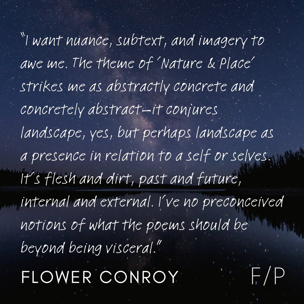 Wondering what Flower Conroy is looking for in your submission? Here are some great insights to keep in mind when writing for our Nature & Place Prize! Submit your work: frontierpoetry.com/poetry-awards/