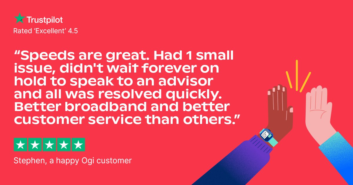"Better broadband and better customer service than others.” 👏

We love to hear it Stephen. ⭐ But don't just take our word for it. Go ultrafast with Ogi, starting from just £15 a month for an epic 200Mbps. Be more Stephen. #GoGoGo! ogi.wales