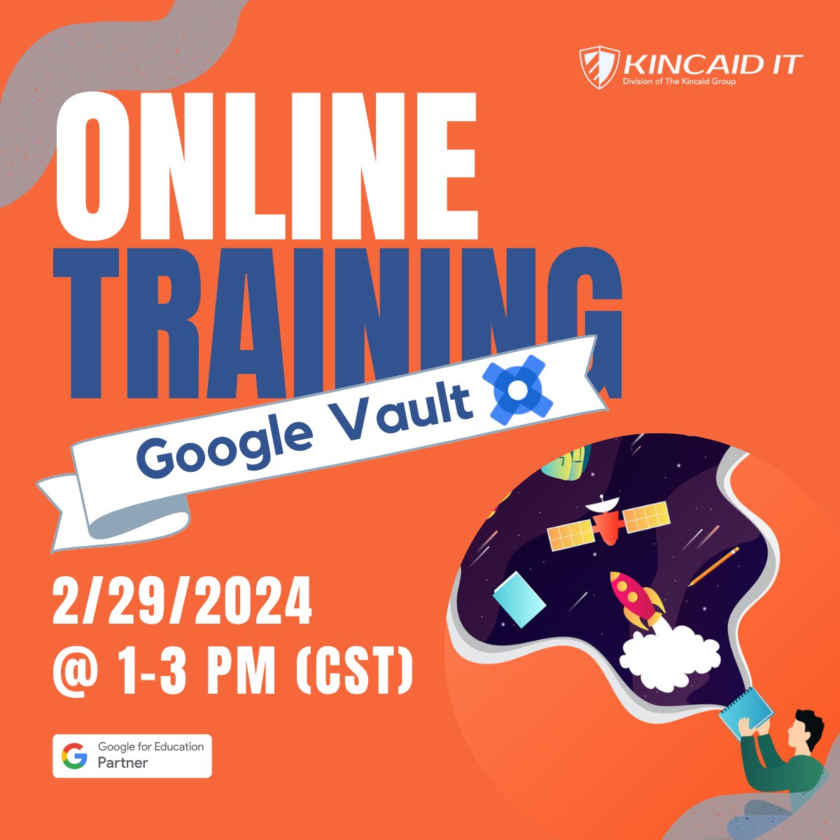 📅 Join us on Feb 29, 1-3 PM CST for an in-depth Google Vault Training! 💻 

This interactive session ensures you're equipped with Google Vault best practices. 🛡️ Secure your spot now!  hubs.li/Q02lPzRh0

#GoogleWorkspace #VaultTraining #DigitalSkills
