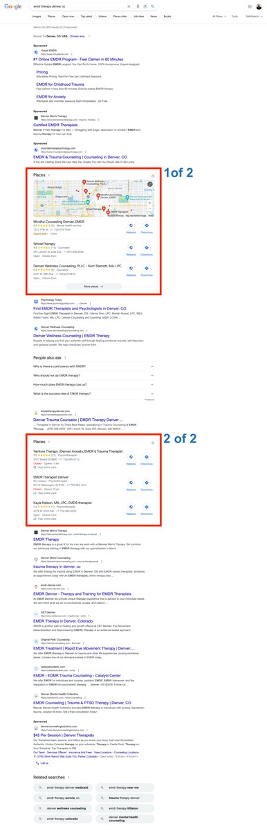CHLocalMedia's tweet image. Is anybody else seeing two sections for Businesses or Places on the first page of search results? Did we miss some news somewhere?

Three image samples are attached. 

@rustybrick @searchliaison @JohnMu