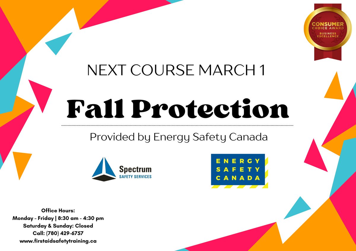 SCCPRFirstAid's tweet image. We will provide you with the knowledge to help minimize fall hazards and to protect yourself and others from serious injury. #safetyfirst #Fallprotection #safetycourses
